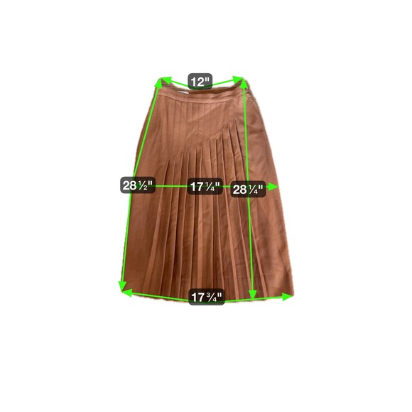 Vintage‎ Giorgio Armani Tan Pleated Midi Skirt IT 44 XS Boho Retro Modest - Picture 8 of 8